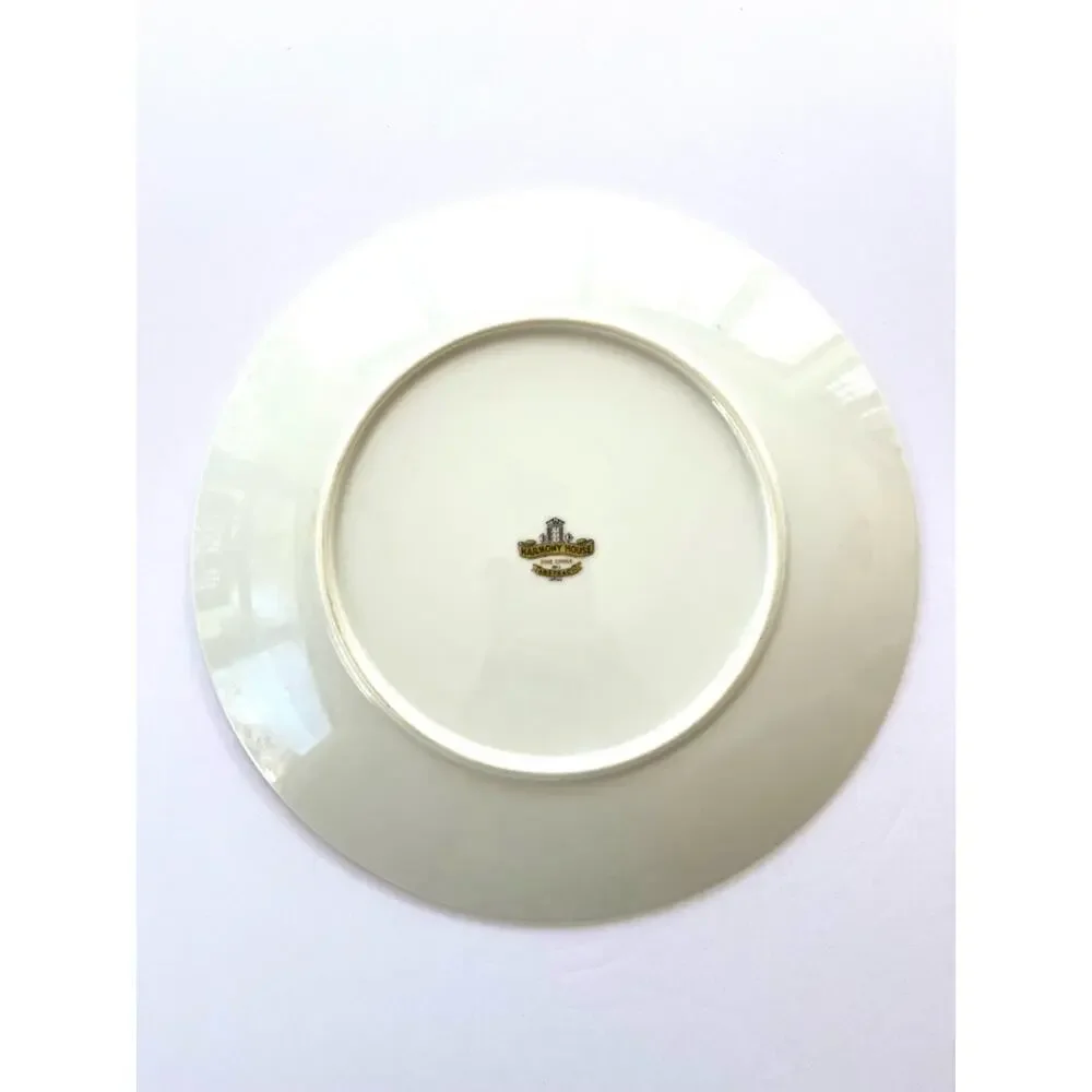 Vintage White Dinner Plate Harmony House Fine China 'Medallion' Pattern Brown